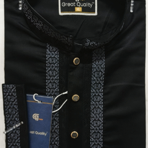 Elite Black Embroidered Panjabi for Men