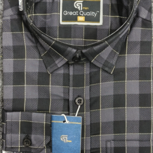 Elite Black & Grey Checked Full Sleeve Shirt for Men – Premium Cotton