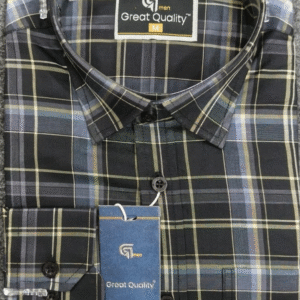 Elite Black Multi-Checked Full Sleeve Shirt for Men – Premium Cotton