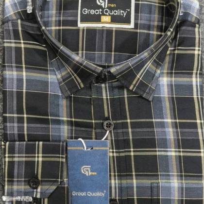 Elite Black Multi-Checked Full Sleeve Shirt for Men – Premium Cotton
