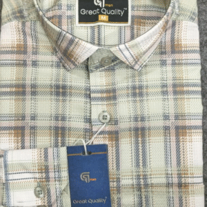 Elite Cream & Beige Checked Full Sleeve Shirt for Men