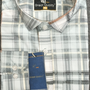 Elite Grey & White Checked Full Sleeve Shirt for Men
