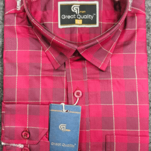 Elite Men’s Full Sleeve Checkered Shirt – Red Premium Casual Wear