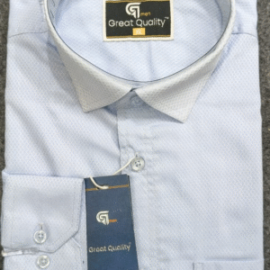 Premium Light Blue Textured Cotton Shirt – Full Sleeve