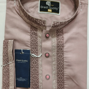 Premium Panjabi for Men – Light Pink with Elegant Embroidery