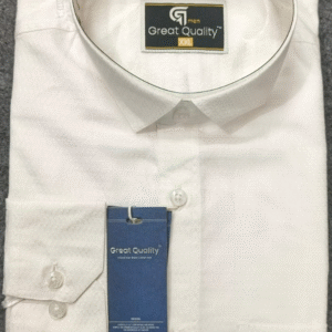 Premium White Formal Shirt for Men – Textured Cotton Elegance
