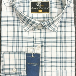 White & Blue Checked Full Sleeve Shirt for Men – Premium Cotton