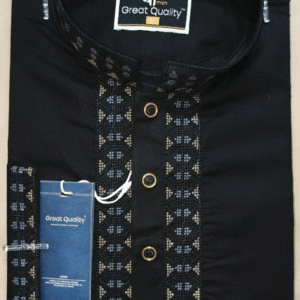 Elite Black Panjabi for Men – 100% Cotton, Premium Design