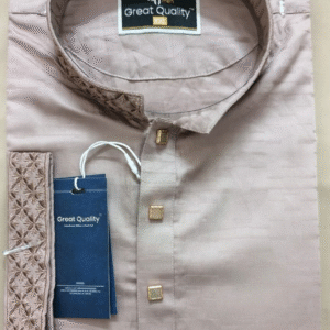 Elite Coffee Brown Panjabi for Men – Premium Cotton with Embroidered Collar & Golden Buttons
