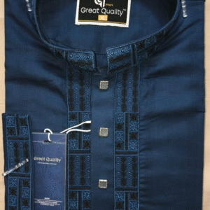 Elite Deep Blue Panjabi for Men – Premium Cotton, Stylish Design